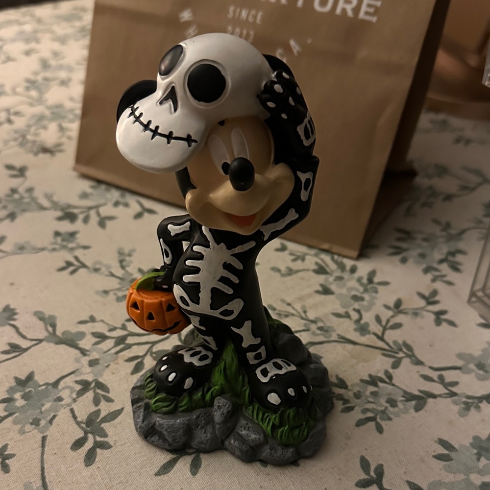 Skeleton Costume Figurine with Pumpkin